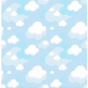 Papel De Parede Quarto De Bebe Menino Azul Branco Nuvens Céu