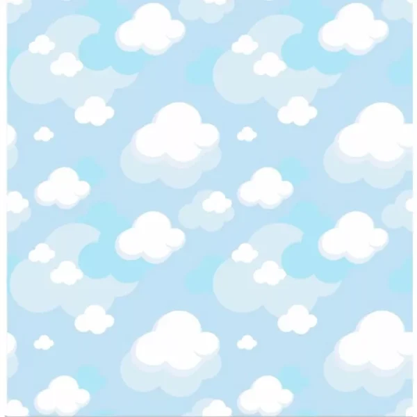 Papel De Parede Quarto De Bebe Menino Azul Branco Nuvens Céu