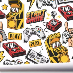 Papel De Parede Quarto Gamer Start Play Jogo Video Game A711