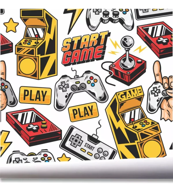 Papel De Parede Quarto Gamer Start Play Jogo Video Game A711