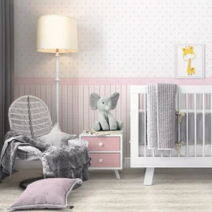 Papel De Parede Quarto Infantil Coroa Rosa Princesa Bebe 3m