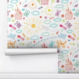 Papel De Parede Quarto Infantil Desenho Color Animais 3m