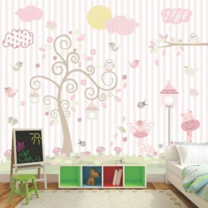 Papel De Parede Quarto Infantil Safari Baby Teen Zoo Gg613