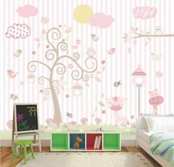 Papel De Parede Quarto Infantil Safari Baby Teen Zoo Gg613