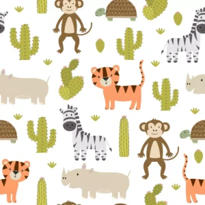 Papel De Parede Quarto Infantil Zoo Safari Bebê Adesivo 10m