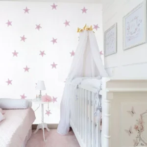 Papel De Parede Quarto Menina Estrelas Rosa Rolo 10m X 53cm