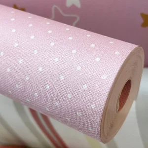 Papel De Parede Quarto Menina Rolo 10m X 53cm Poá Rosa +cola