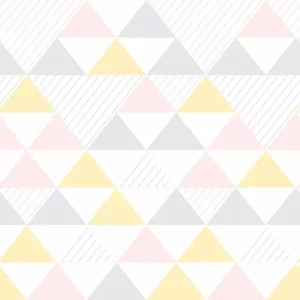 Papel De Parede Quarto Menina Rosa Amarelo Geométrico 3m