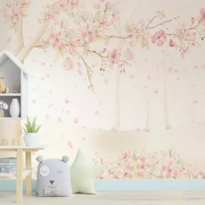 Papel De Parede Quarto Menina Rosa Moderno Flores M²