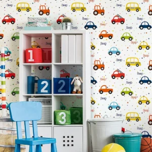 Papel De Parede Quarto Menino Carro Infantil Carrinho 3m