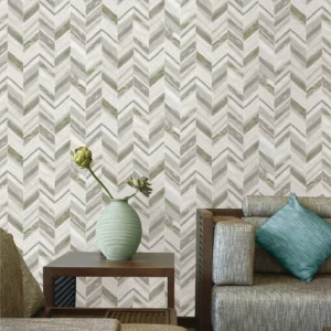 Papel De Parede Quarto Sala Chevron Cinza Prata Vinílico