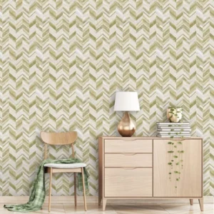 Papel De Parede Quarto Sala Chevron Dourado Amarelo Vinílico