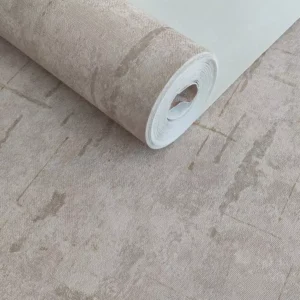 Papel De Parede Quarto Sala Cimento Queimado Marrom Dourado