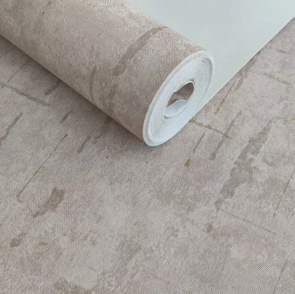 Papel De Parede Quarto Sala Cimento Queimado Marrom Dourado