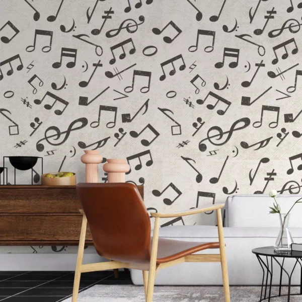 Papel De Parede Quarto Sala Nota Musicais Harmonia Clave 3m