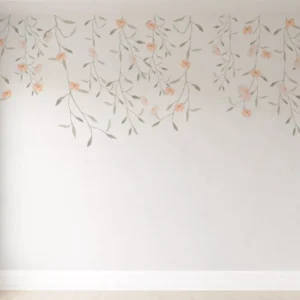 Papel De Parede Ramos Floral Menina Bebê Feminino Pp545 M²