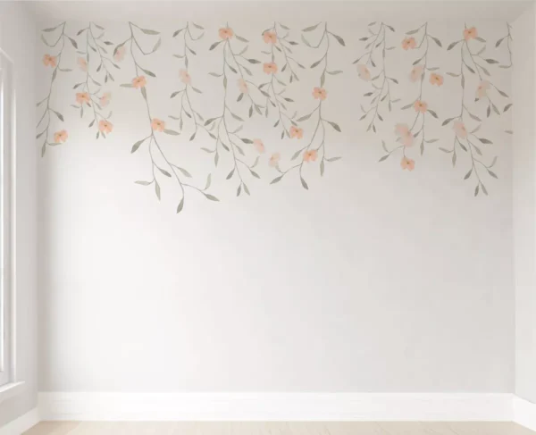 Papel De Parede Ramos Floral Menina Bebê Feminino Pp545 M²