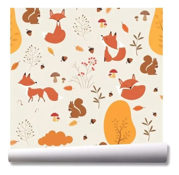 Papel De Parede Raposa Safari Zoo Floresta Kit 03 Rolos A87