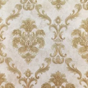 Papel De Parede Rolo Damask Dourado Vinílico Lavável + Cola