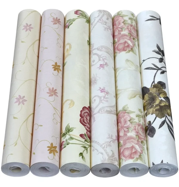 Papel De Parede Rolo Importado Vinilico Floral Rosas + Cola