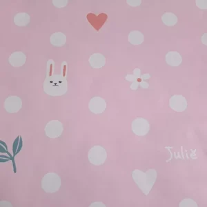 Papel De Parede Rosa Bebê Coelho Coração Autocolante 5mx45cm