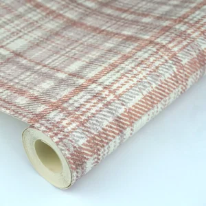 Papel De Parede Rosa Nonwoven Xadrez Texturizado Cozinha 4m²