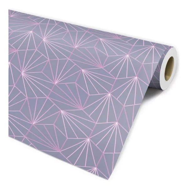 Papel De Parede Rosa Roxo Geométrico Quarto E Sala Rolo 3m