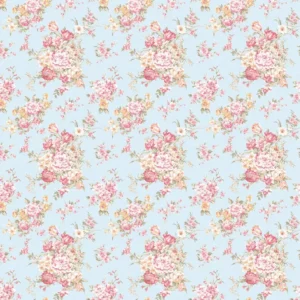 Papel De Parede Rosas Com Azul Floral Adesivo Sala Quarto