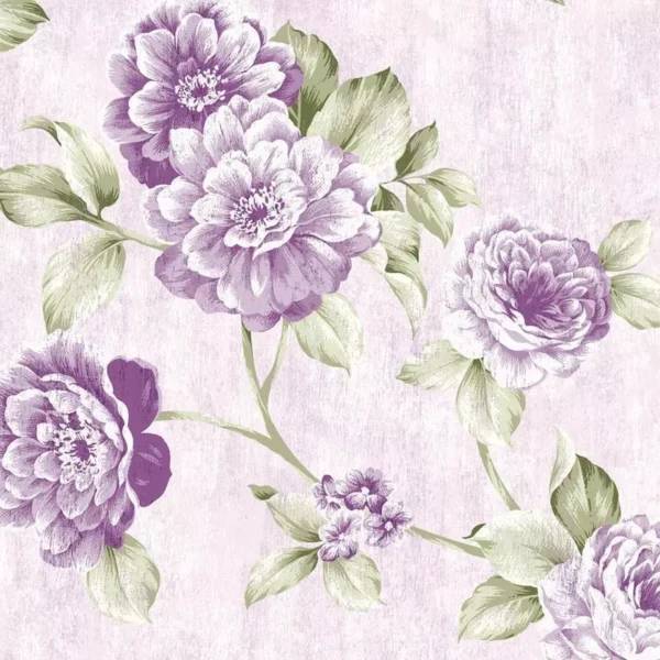 Papel De Parede Rosas Lilas Flores Autocolante Sala Quarto