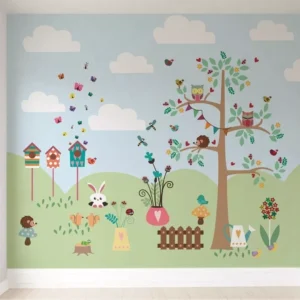 Papel De Parede Safári Animais Borboleta Infantil M² Pp561