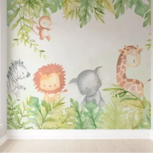 Papel De Parede Safári Animais Floresta Infantil Pp468 M²