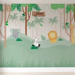 Papel De Parede Safári Animais Floresta Quarto Bebê Pp537 M²