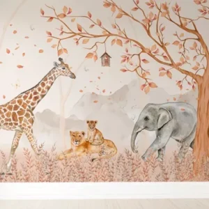 Papel De Parede Safári Animais Floresta Quarto Bebê Pp539 M²