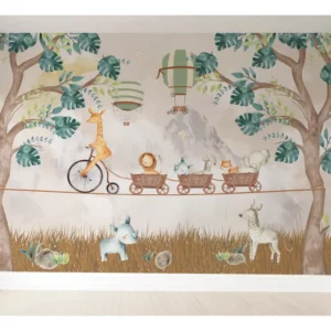 Papel De Parede Safári Animais Quarto De Bebê Vr421 9m²