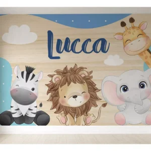 Papel De Parede Safári Animais Quarto De Bebê Vr467 10m²