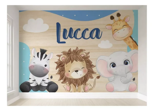 Papel De Parede Safári Animais Quarto Infantil Bebê Pp M²