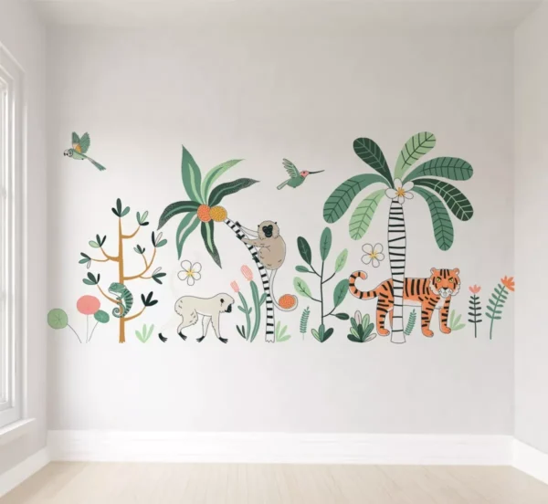 Papel De Parede Safári Floresta Animal Quarto Bebê Pp388 M²