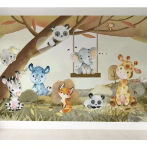 Papel De Parede Safári Floresta Bosque Infantil Pp350 M²