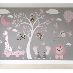 Papel De Parede Safári Infantil Menina Quarto De Bebê M²