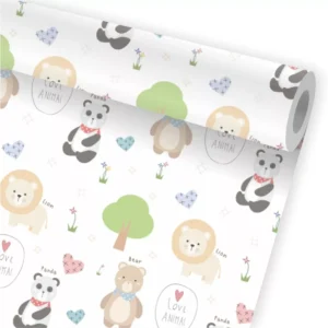 Papel De Parede Safari Leão Panda Infantil Kit 02 Rolos A72