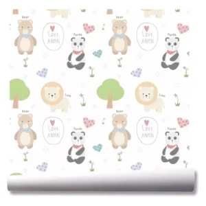 Papel De Parede Safari Leão Panda Infantil Kit 03 Rolos A72