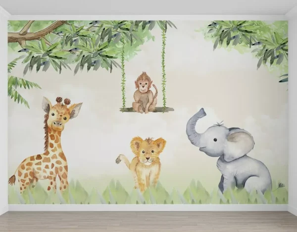 Papel De Parede Safari M² Quarto Criança Bebê Decoração