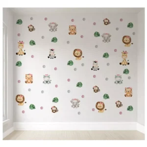 Papel De Parede Safári Menina Floral Animais Zebra Pp488 M²