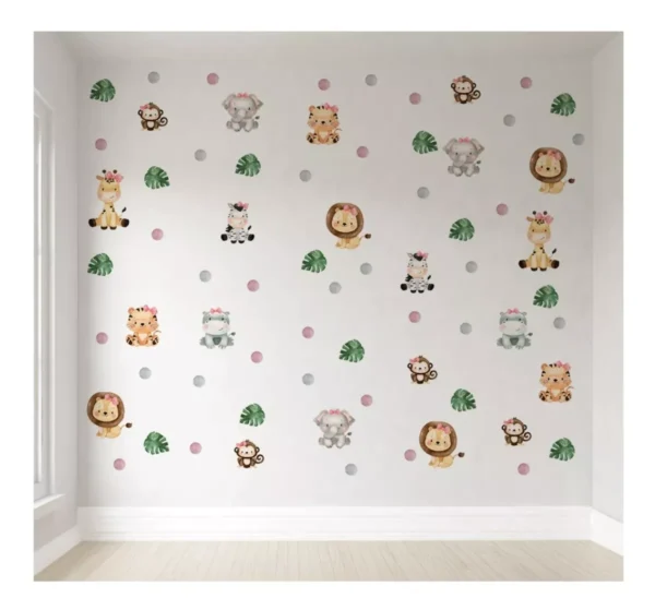 Papel De Parede Safári Menina Floral Animais Zebra Pp488 M²