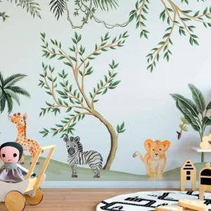 Papel De Parede Safari Painel Infantil 3d Animais 2,5 X 3 Mt