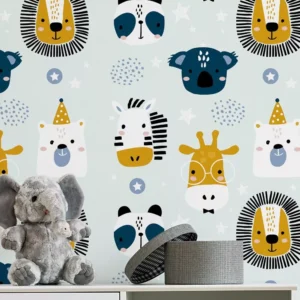 Papel De Parede Safari Quarto Infantil Bebe Lavavel 3 M