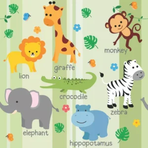 Papel De Parede Safari Quarto Infantil Lavável Adesivo 1,5m