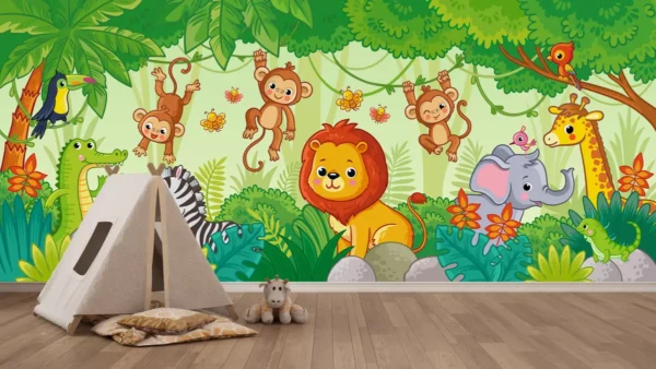 Papel De Parede Safari Selva Infantil M²sala Quarto Pri_0119