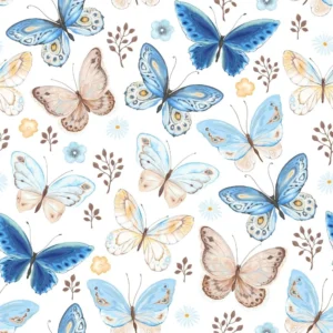 Papel De Parede Sala Borboleta Butterfly Tom Pastel Azul 5m