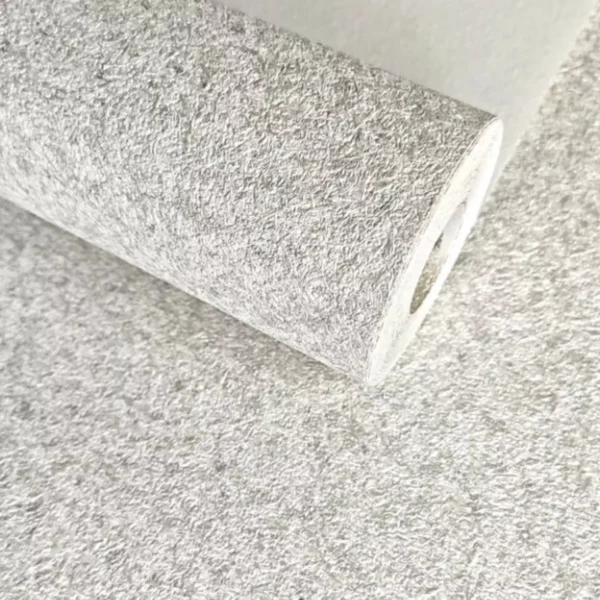 Papel De Parede Sala Lavabo Imitação Mica Offwhite Com Prata